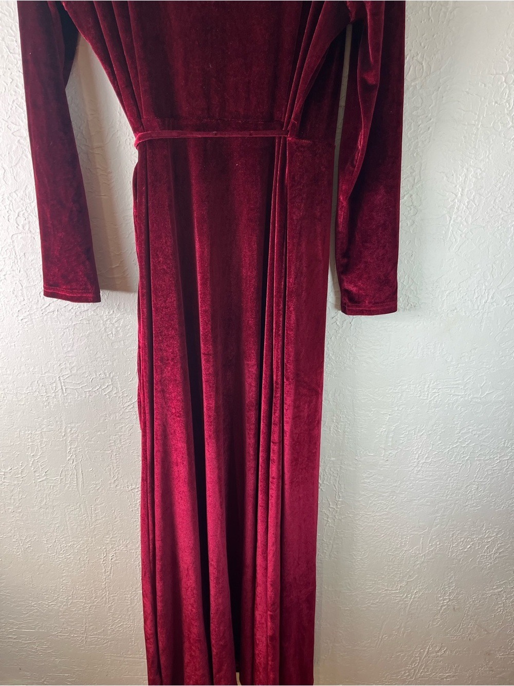 Baltic Born Sofia Velvet Wrap Maxi Dress in Mulberry Burgundy - Picture 14 of 16